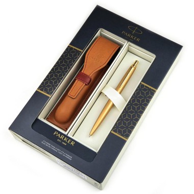 Tušinukas Parker Jotter XL Monochrome Gold su odiniu dėklu