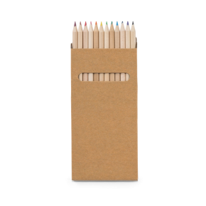 Mediniai, spalvoti pieštukai popierinėje dėžutėje (12 vnt.)