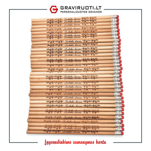 Miediniai pieštukai graviruojasi ruda spalva (išdeginimo efektas)