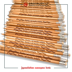 Miediniai pieštukai graviruojasi ruda spalva (išdeginimo efektas)