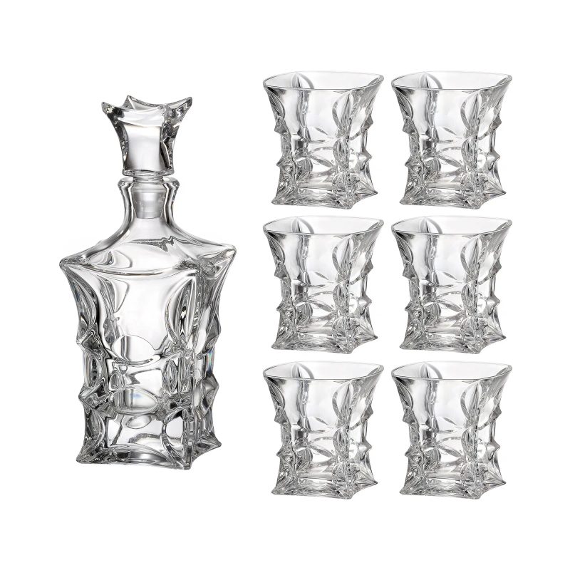 Prabangus krištolinis rinkinys viskiui BOHEMIA. Nemokamas graviravimas