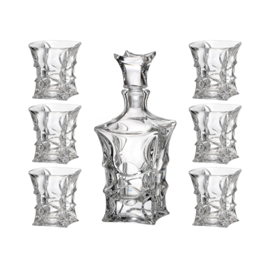 Prabangus krištolinis rinkinys viskiui BOHEMIA. Nemokamas graviravimas