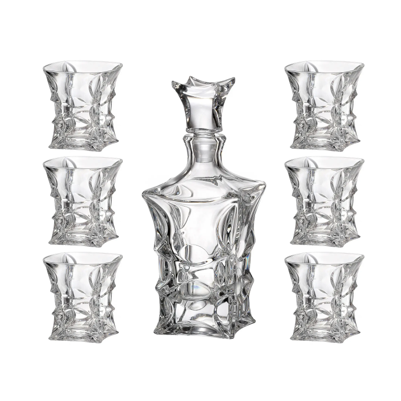 Prabangus krištolinis rinkinys viskiui BOHEMIA. Nemokamas graviravimas