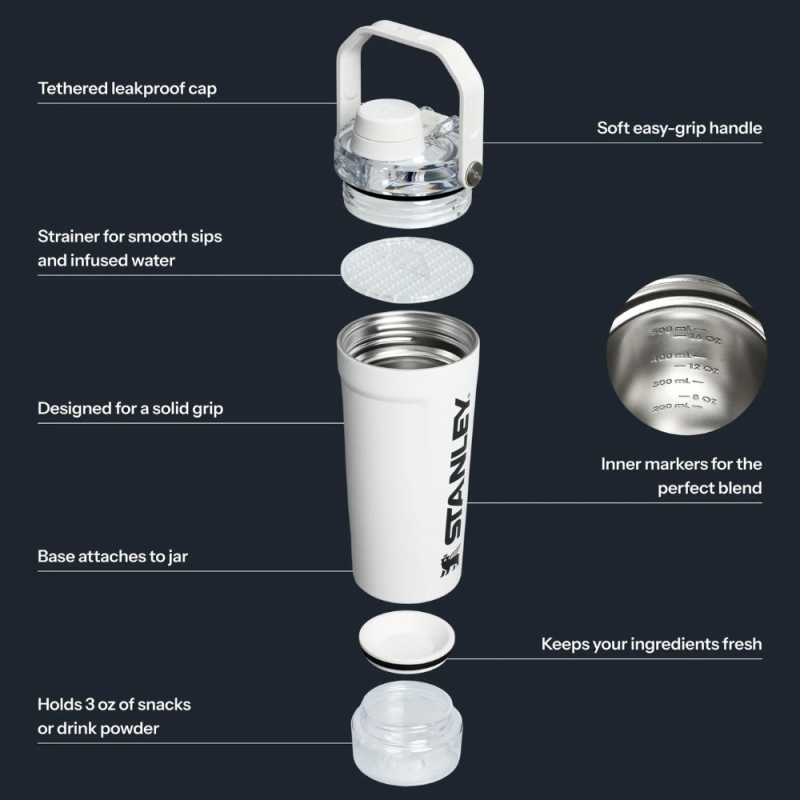 Gertuvė STANLEY Vitalize Shaker 0,59 L (balta). Nemokamas graviravimas