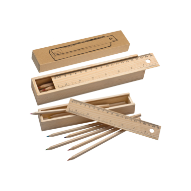 Mediniai spalvoti pieštukai medinėje dėžutėje (8 vnt.)