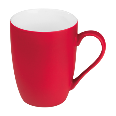 Keramikinis puodelis gumuotas raudonas