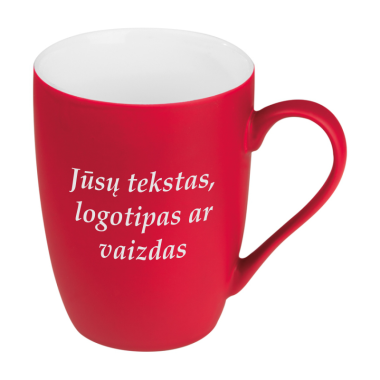 Keramikinis puodelis gumuotas raudonas