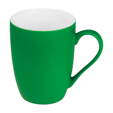 Keramikinis puodelis gumuotas žalias