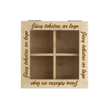 Medinė arbatos dėžutė su stikliniu dangteliu