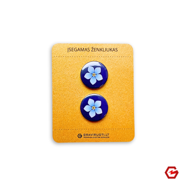 Įsegamas ženkliukas mėlynas "Neužmirštuolės" (2 vnt.)