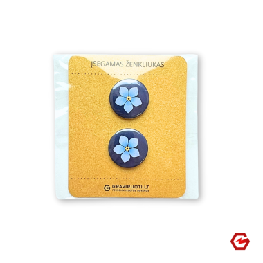 Įsegamas ženkliukas mėlynas "Neužmirštuolės" (2 vnt.)