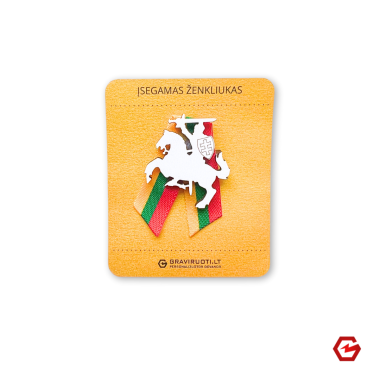 Įsegamas ženkliukas "Vytis" su kaspinu