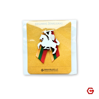 Įsegamas ženkliukas "Vytis" su kaspinu