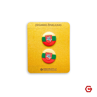 Įsegamas ženkliukas "Vytis su Lietuvos vėliava" (2 vnt.)