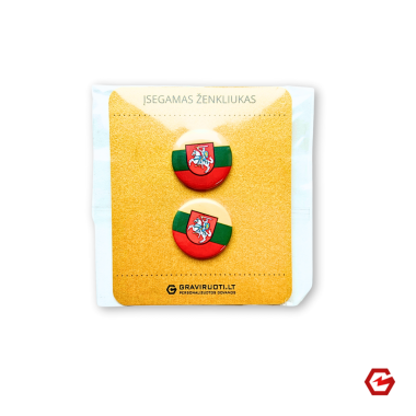 Įsegamas ženkliukas "Vytis su Lietuvos vėliava" (2 vnt.)
