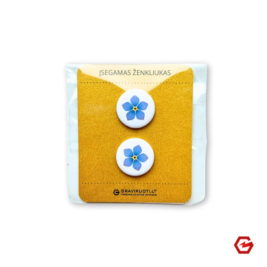 Įsegamas ženkliukas baltas "Neužmirštuolės" (2 vnt.)