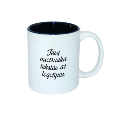 Keramikinis puodelis su juodu vidumi