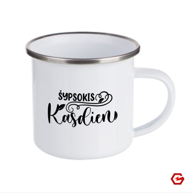 Metalinis puodelis "Šypsokis kiekvieną dieną"